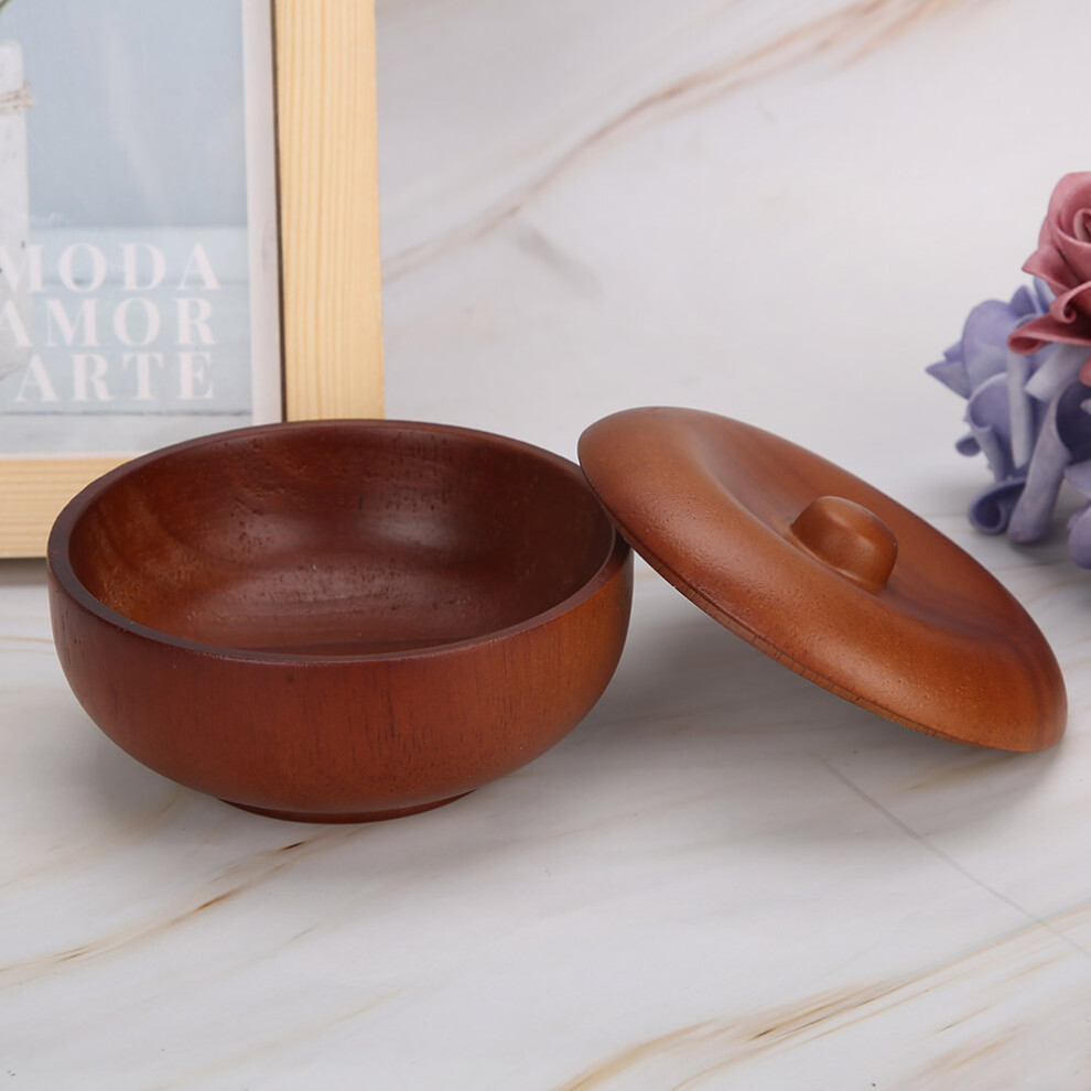 Cream Wooden Shaving Brush & Soap Bowl | Rubber Wood Grooming Tool
