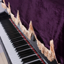 Halbüberzug für 88-Tasten Klavier, Staubschutz aus violettem Flanell mit Rüschendetails