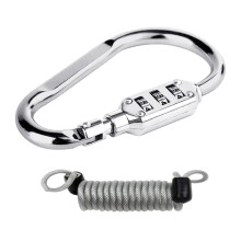 Combination Locks, 3-Digit Heavy Duty Carabiner Clips,-silver