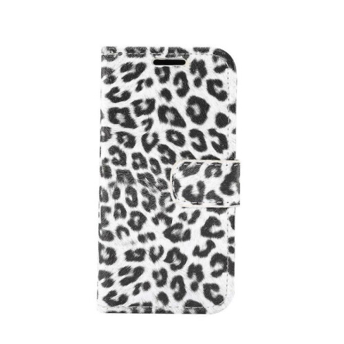 (White) For iPhone 13 mini Leopard Pattern Horizontal Flip PC + PU Leather Case with Holder & Card Slots & Wallet 1