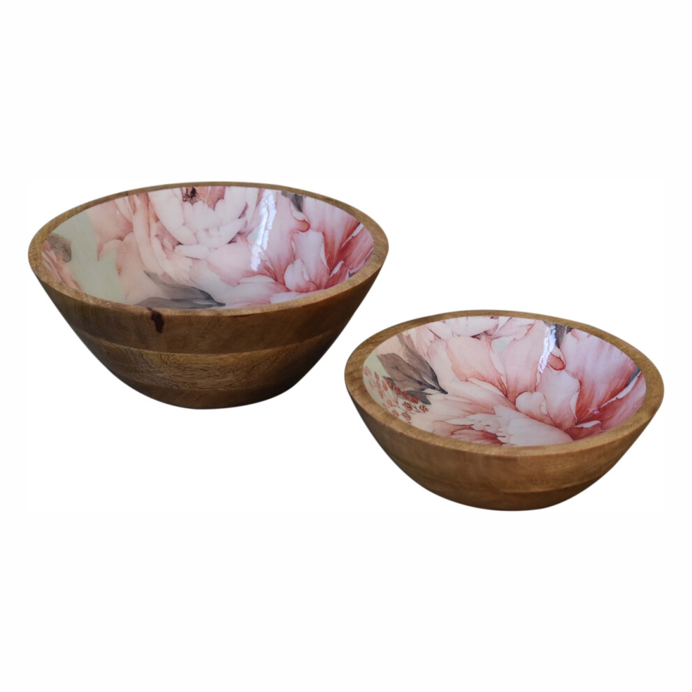Serveware Floral Bird Bowl 2-Piece Ceramic Set for Serving Fruit Desserts Snacks - 8 Inch Stylish Kitchen Decor-image-OPC-PMZDGMB-NEW