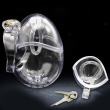 Transparent Triangular Male Chastity Cage With Lock And Key, Penis Cage SM Bondage Sex Toy(Size:43mm,Color:Ohnespikes) Ohnespikes 43mm