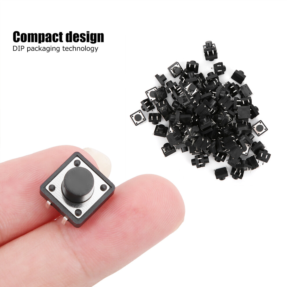 100Pcs Industrial Dip Tactile Button Switch 12X12x8mm Plastic Momentary 6911361677869