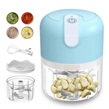 (C) Electric Mini Garlic Chopper Garlic Masher, Garlic Press Mincer Pepper Chili Vegetable Meat Grinderfood Processor Mincer Mixer 250ml