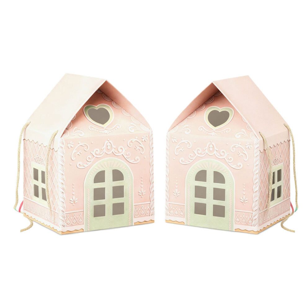 Holiday Season Paper Cottage Gift Box Accessories-Pink 2pcs-image-OPC-PMZDH7V-NEW