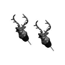 Bouteille de vin en forme de tête de cerf en acier, 2-Noir