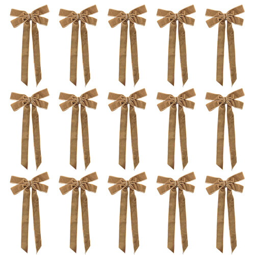 15 Velvety Bowknots Multipurpose Decorative Accent-light brown