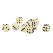Set di dadi con angoli arrotondati, dadi avorio con semi neri Cubi di dadi D6 a 6 facce superficie liscia per giochi da tavolo, feste, apprendimento