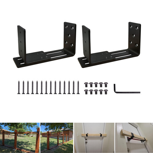 Adjustable Door Barricades Brackets set Drop Open Bar Holder for 1