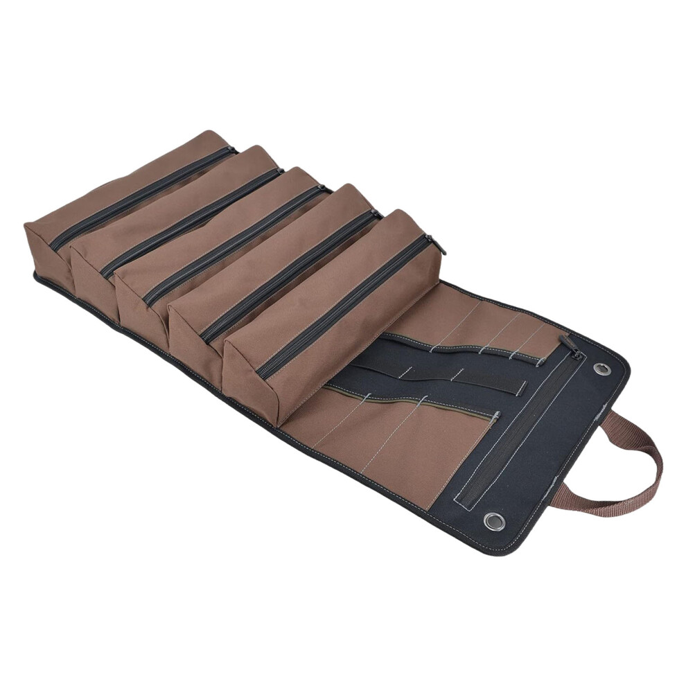 15 Pocket Waxed Canvas Tool Roll Up Bag Organizers For Secure 7754000143313