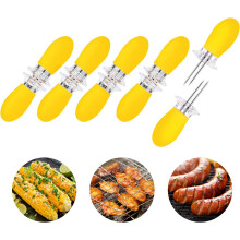 Garfos para espetos de milho versáteis, perfeitos para cozinhar em casa e para aventuras ao ar livre. Suportes de aço inoxidável para milho com