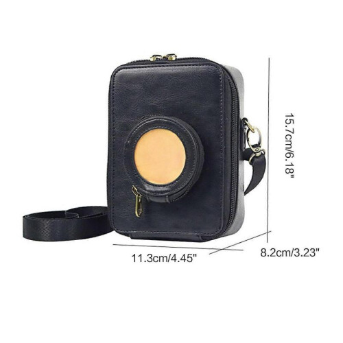(Black) Protective for Case for Mini EVO Leather Bag Cover with Removable Adjustable Strap 3 Color Camera Bag  brown 2