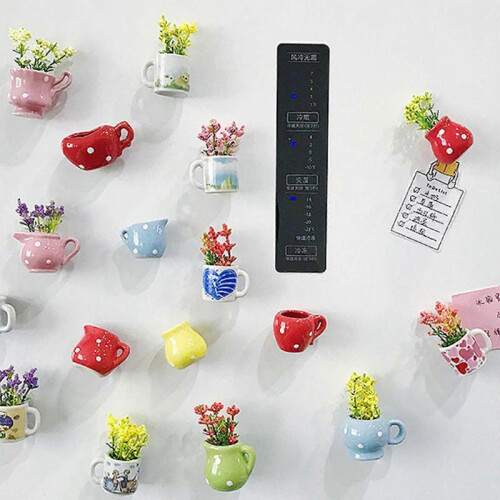(I) Ceramic Refrigerator Magnetic  Removable Mini Vase Home Decoration Smooth   Craft Project 1