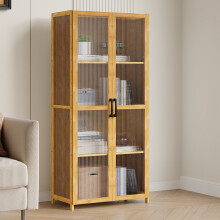 4-Tier Narrow Bookcase Storage Cabinet with Acrylic Door