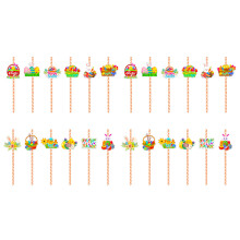 24pcs Easters Themed Biodegradable Paper Drinking Straw Birthday