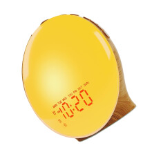 Multipurpose LED Light Wood Grains Sunrises Wake Up Lamp Digital