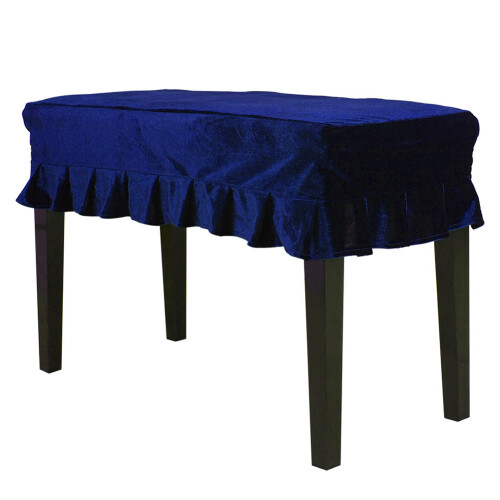 Blauce Samt-Pianohockerbezug 75x35cm mit gerafftem Rand 2