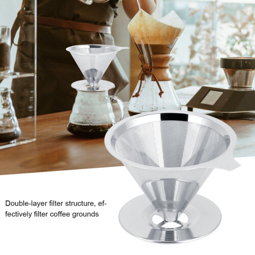 304 Stainless Steel Coffee Dripper Reusable Filter Cup, 12.5cm 2