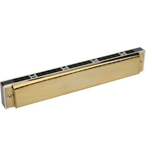 Professional 24-Hole Diatonic Harmonica Mouthorgan Gift Golden C Key 2