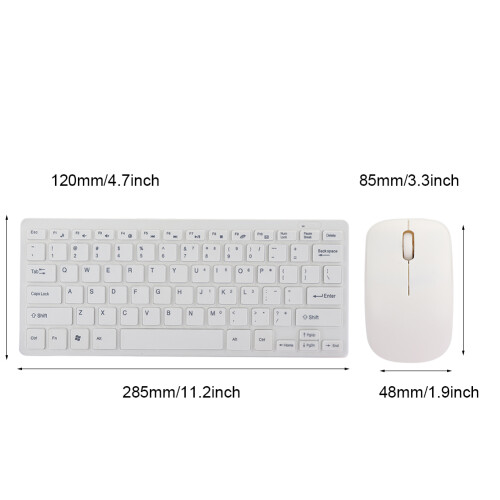 Slim White K-03 USB Wireless Keyboard Mouse Combo with Keypad Protector 2