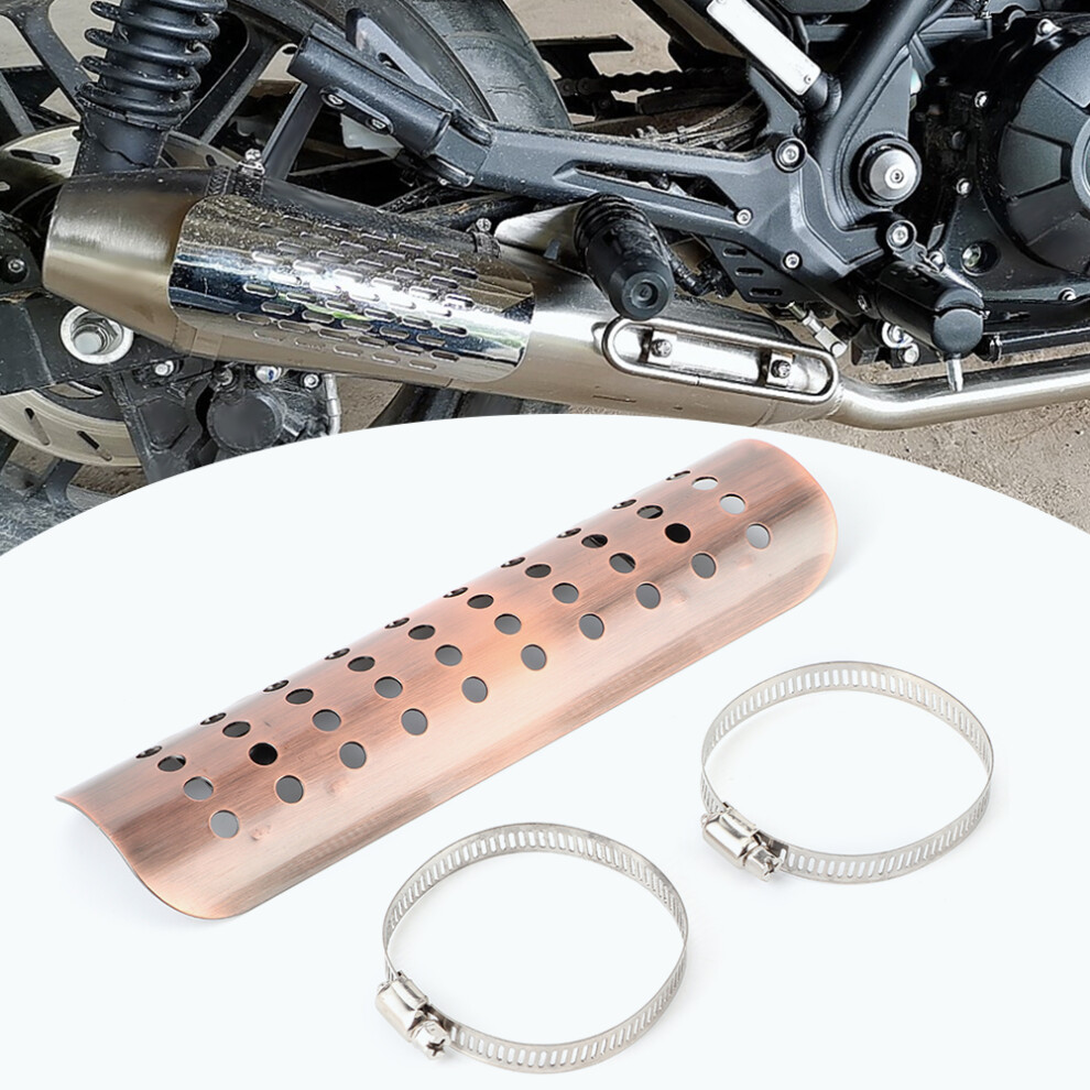Antiscalding Motorcycle Exhaust Shield Universal 710Cm Clamp For Vintage Bikes 3751361691198