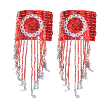Elegant Sequins Belly Dance Costume Armlet for Ballroom-Red