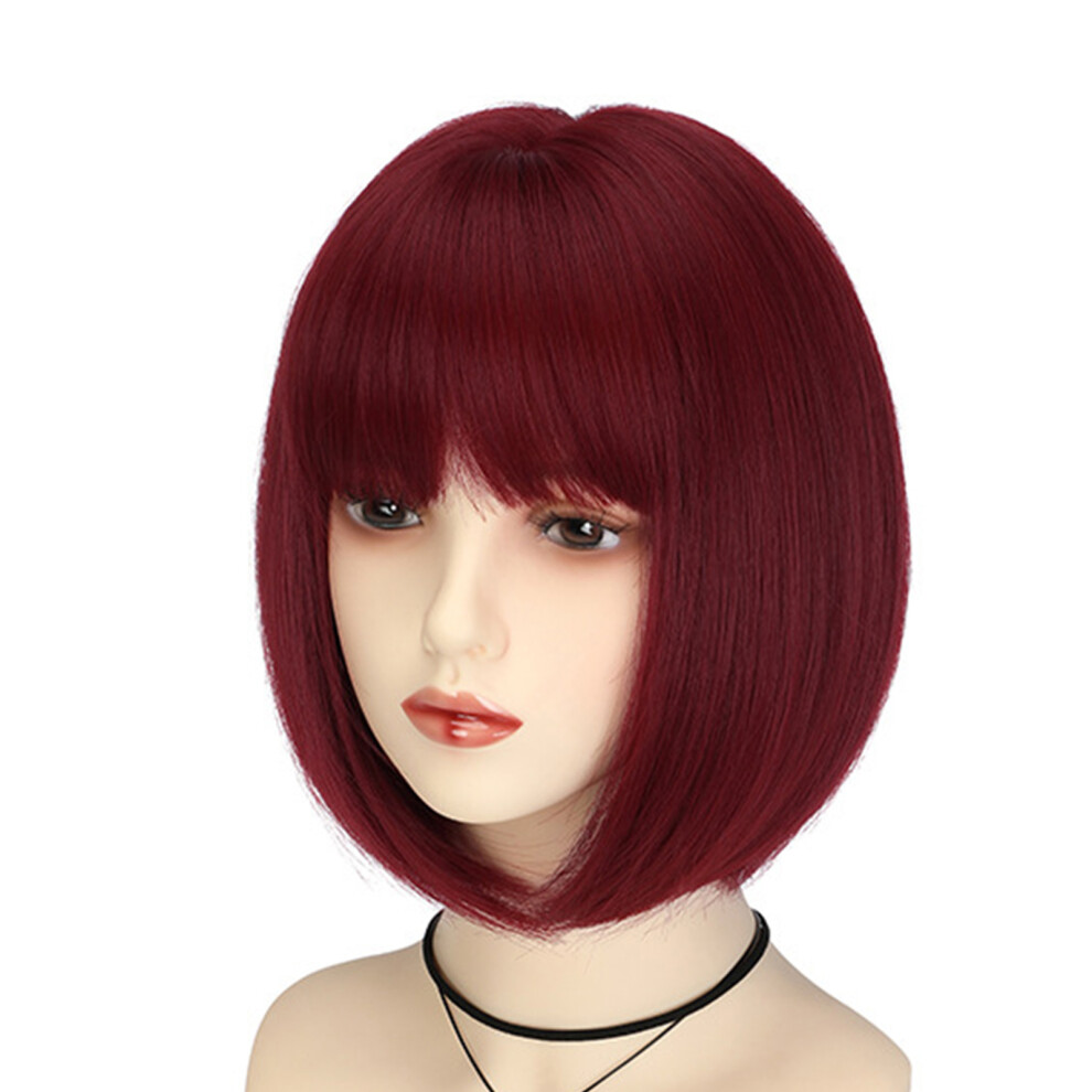 Wine Red Wigs High Temperature Fiber Comfortable Hairpiece for