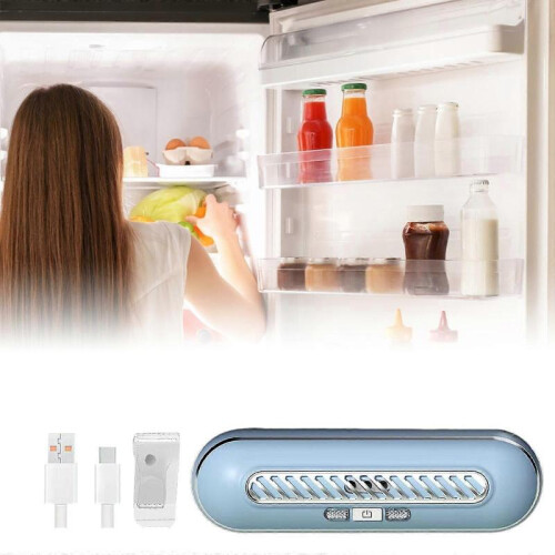 (Blue) Mini USB Fridge Deodorization Fridge Smell Remover Kitchen Supplies Reusable 1
