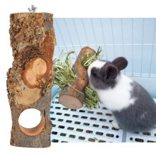 Wooden Applewood Food Rack and Toy for Rabbits Cavy Small Animal Feeding