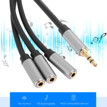 Hochkompatibler 3,5 mm Audio-Splitter 3 in 1, männlich auf 3 weiblich, Stereo, 0,3 m