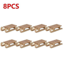 (8pcs) 10-1pcs Mini Simulation Snow Sled Handmade Wooden Sleigh Desktop Craft Home Decor Snow Sled Ornament Odorless for Doll House Dexterity Games