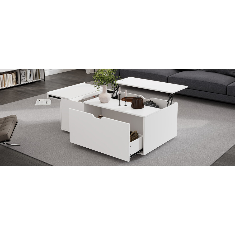 Modern Wooden Coffee Table with Drawer Lift Up End Table for Living Room White Sofa Side Table with Storage and Style-image-OPC-PMZHKWH-NEW