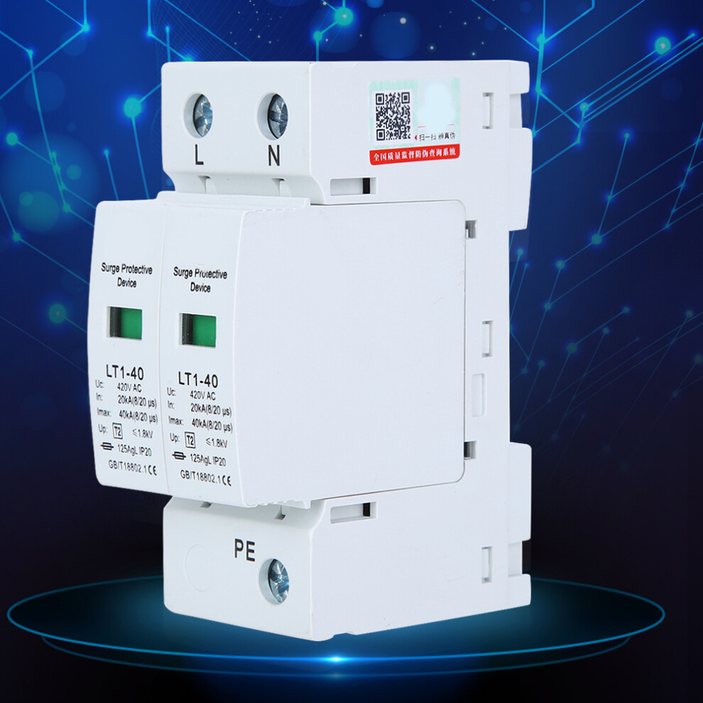 Surge Protection Device 2P Lt140 40Ka Arc Antithunder Modular Unit White 5061361723866