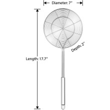 Colino a ragno in acciaio inossidabile di alta qualità, design ergonomico con manico lungo per resistenza al calore e comfort, design a doppia
