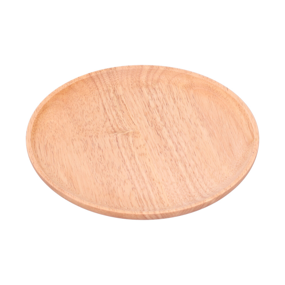 Natural Wood Grain Dish Premium Rubberwood Serving Tray Elegant Round Wood Tableware Sturdy Design For Coffee Tea Or Fruit Serving-image-OPC-PMZHNMS-NEW