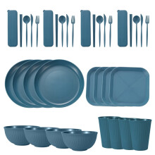 Conjunto de jantar minimalista de 36 peças, louça sustentável, própria para micro-ondas, design empilhável e atóxico, louça multiuso com