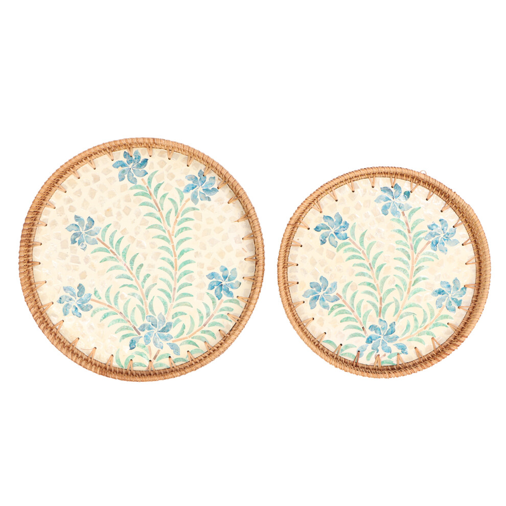Elegant Rattan Tray With Mother Of Pearl Inlay Eco Friendly Handmade Decorative Serving Basket For Coffee Table Home Decor Bohemian Style Large Capaci-image-OPC-PMZHNVC-NEW