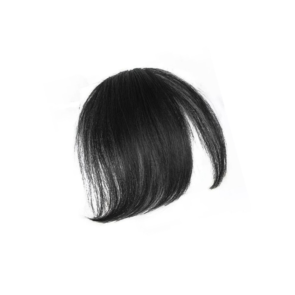 Forehead Hair Fringe Invisible Clip Natural Wigs-Natural Black