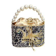 Rhinestones Evening Bag for Woman Chain Shoulder Bag-Black