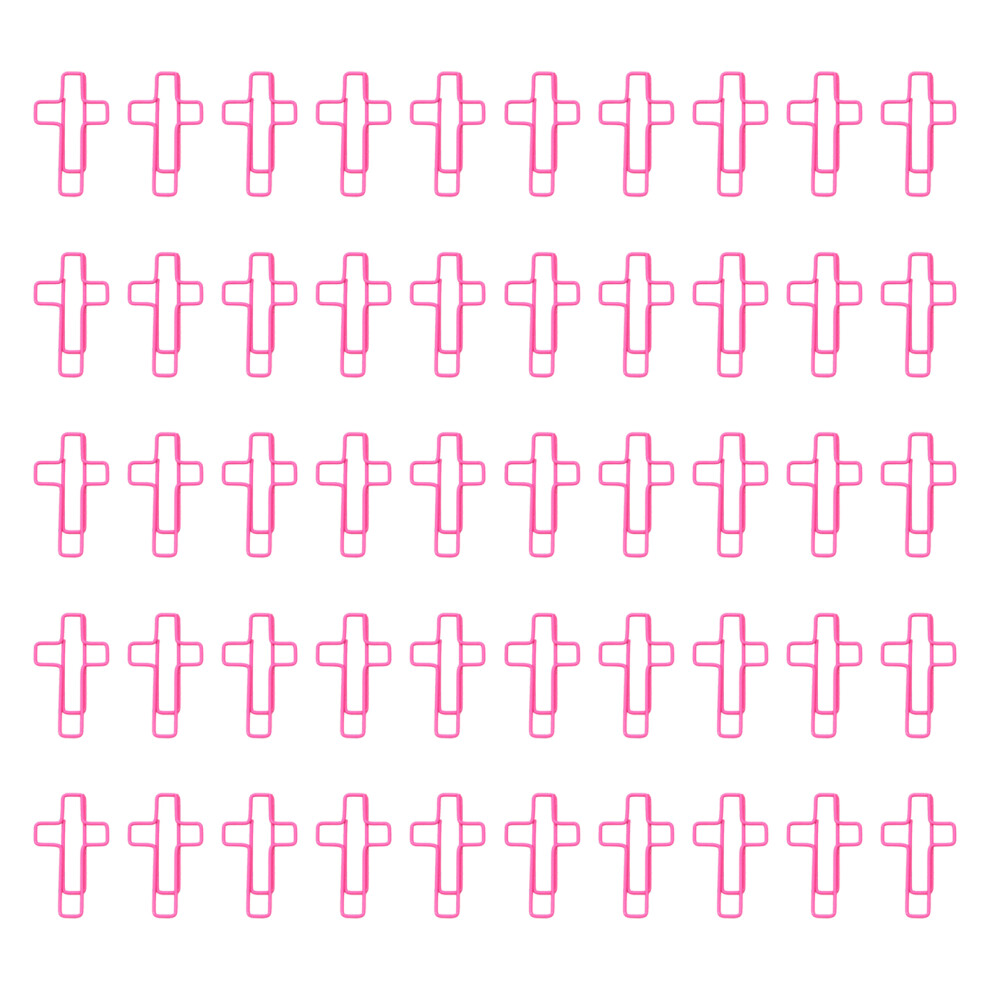 50 Pcs Small Bookmarks Creative Paper Clips Crosses Shaped-Pink 7696000312378
