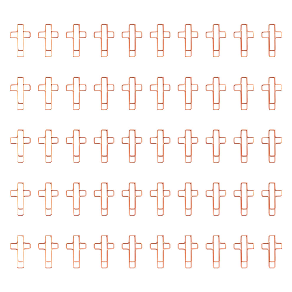 50 Pcs Paper Clips Crosses Shaped Bookmarks Office-Rose Gold 7696000311852