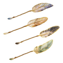 4 Pcs Feather Bookmarks Retro Book Markers Reading Bookmarks