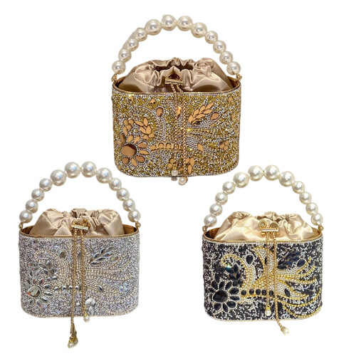 Womens Evening Handbag Glittering Shoulder Bag-Silver 1