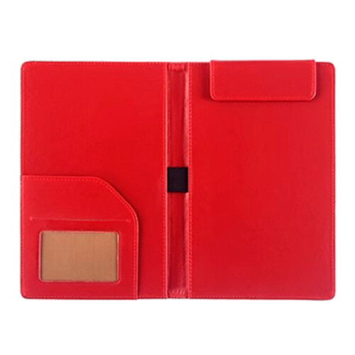 A 5 Small File Folder PU Leather Clipboard Memo Clipboard-Red