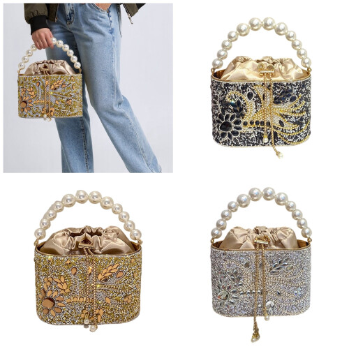 Womens Evening Handbag Glittering Shoulder Bag-Silver 2