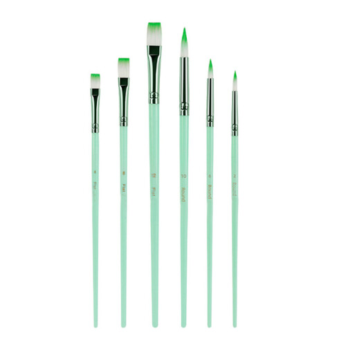 6 Pcs Acrylic Paint Brushes Set Macaron Colored-HB3463E