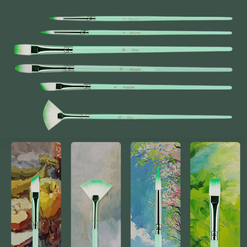 6 Pcs Acrylic Paint Brushes Set Macaron Colored-HB3463E 1