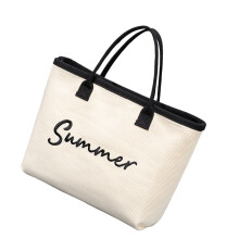 Large CapacityBeach Bag for Women and Girl Letter-White