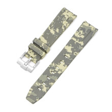 LYGBAOFUL Curved End 20mm Nature Fluorine Rubber Replace For 2 WatchBands Digital beige 20mm