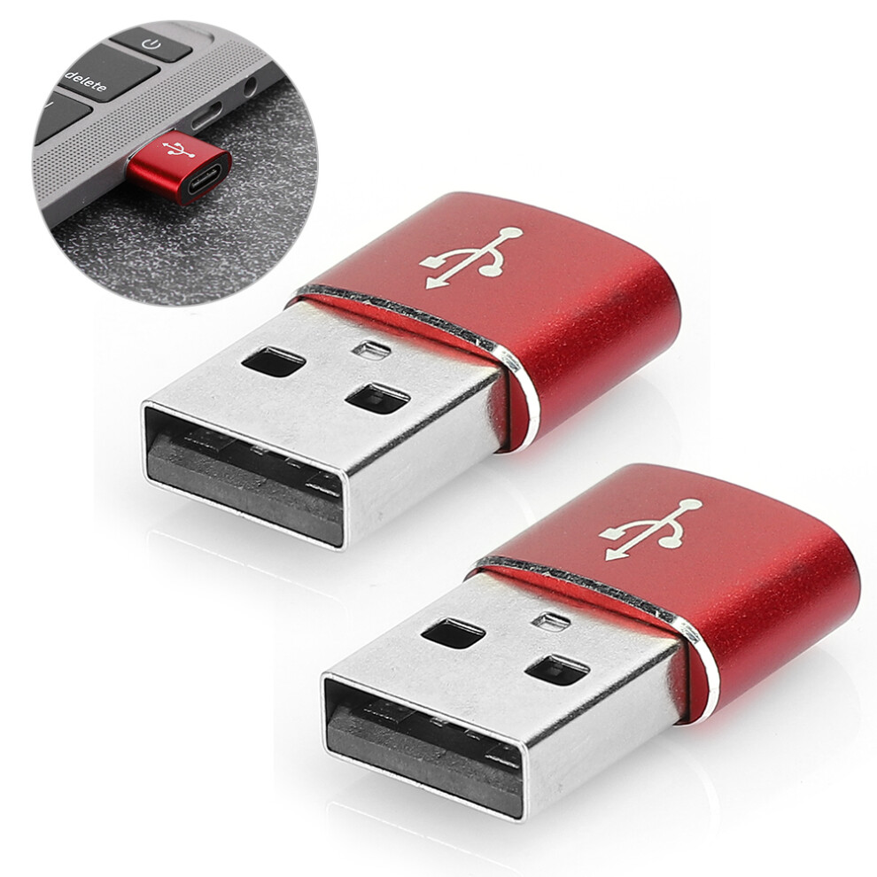 2Pcs Aluminium Type-C To Usb Adapter Â Fast Charging & Data Sync Red 4021361734928